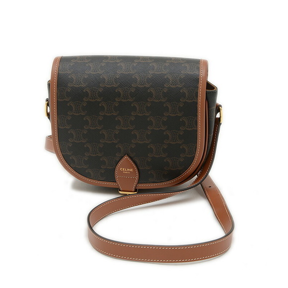 Celine Triomphe Folco Shoulder Bag Tan Canvas - Picture 1 of 7